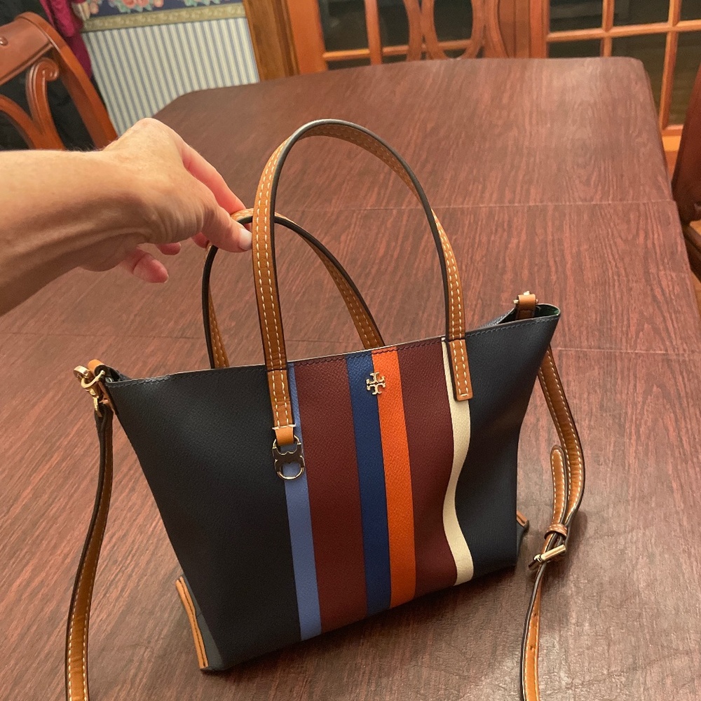 Tory Burch Navy crossbody tote with zipper